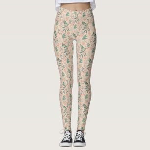 Leggings Patrón botánico de invierno crema