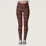 Leggings Patrón botánico de invierno rojo<br><div class="desc">Navidades festivos y rústicos,  leggings temáticas con ilustracion a mano de la vegetación de las vacaciones.</div>