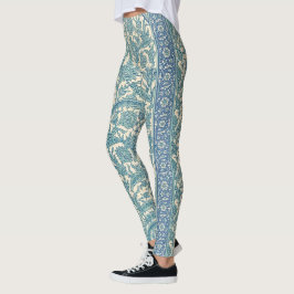 Leggings Patrón botánico de la alfombra árabe azul pálido P