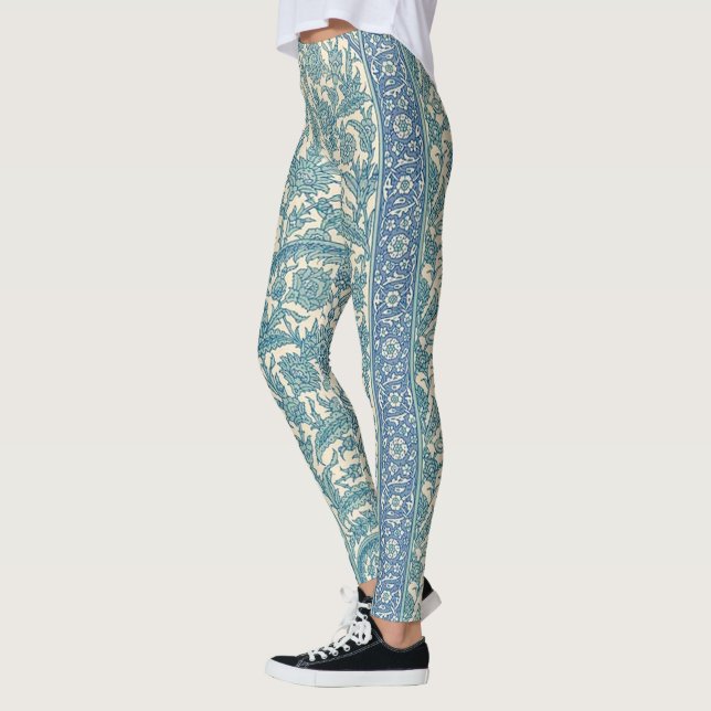 Leggings Patrón botánico de la alfombra árabe azul pálido P (Izquierda)