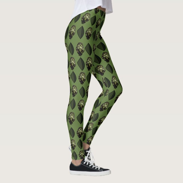 Leggings Patrón botánico de la planta vegetal de alcachofa (Derecha)