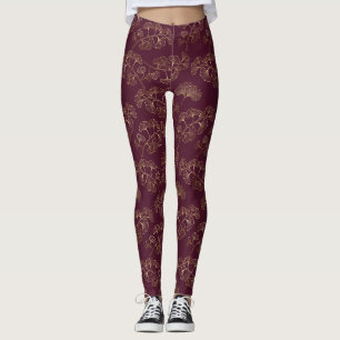 Leggings Patrón Botánico de Oro Asiático