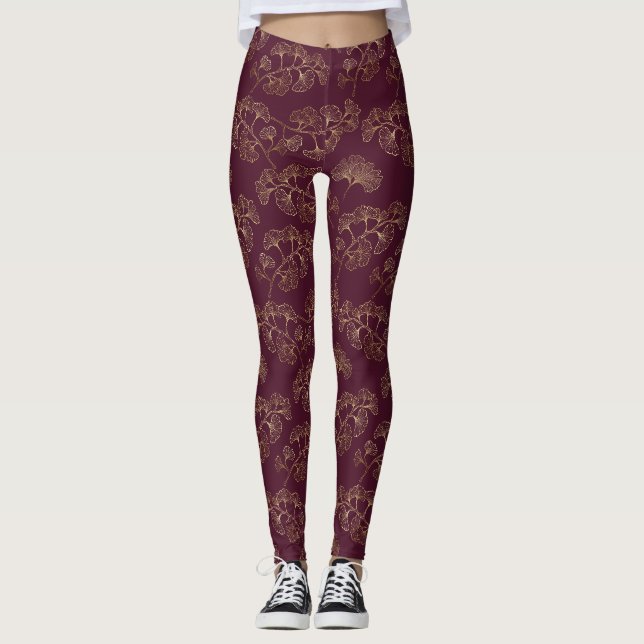 Leggings Patrón Botánico de Oro Asiático (Anverso)