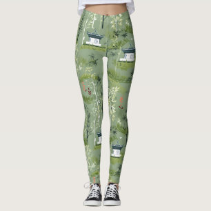 Leggings Patrón Botánico del Bosque de Bambú Zen (1)