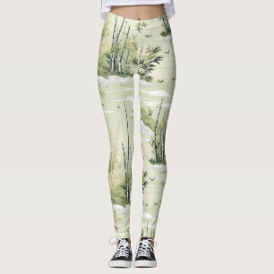 Leggings Patrón Botánico del Bosque de Bambú Zen (2)