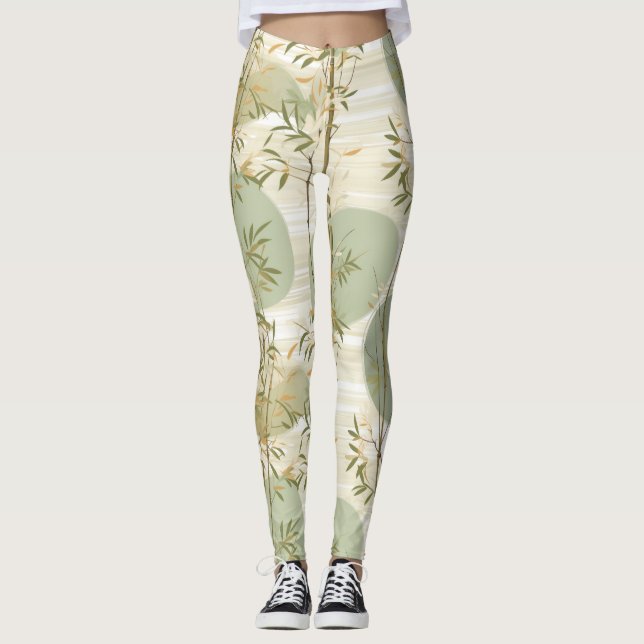 Leggings Patrón Botánico del Bosque de Bambú Zen (3) (Anverso)