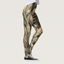 Leggings Patrón botánico elegante monocromo beige vintage