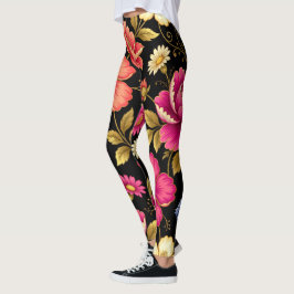 Leggings Patrón botánico floral boho vibrante