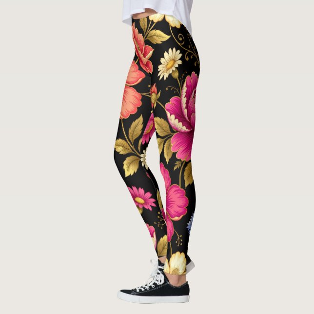 Leggings Patrón botánico floral boho vibrante   (Izquierda)