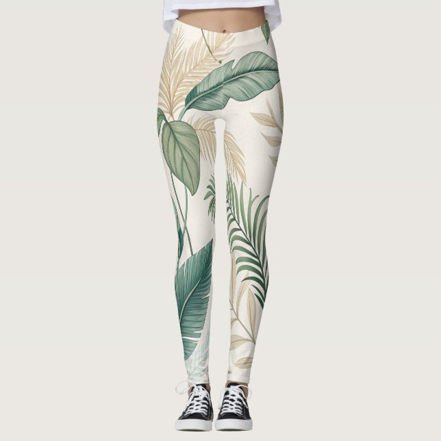 Leggings Patrón botánico tropical sin costuras para  (Anverso)