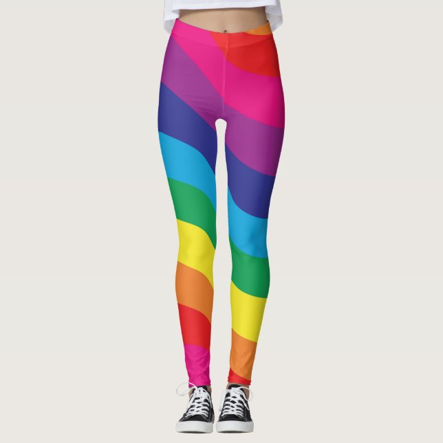 Leggings Patrón brillante de arcoíris divertido (Anverso)