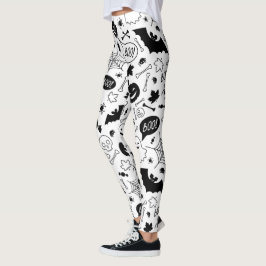 Leggings Patrón BW Arte Patrón Halloween Patrón Halloween A