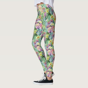 Leggings Patrón Cacti de color acuático de crecimiento ex