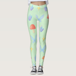 Leggings Patrón caprichoso de hadas – Hongos, cristales 