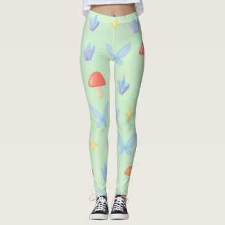 Leggings Patrón caprichoso de hadas – Hongos, cristales 