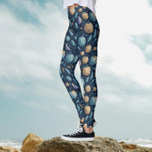 Leggings Patrón caprichoso de Halloween de calabaza naranja