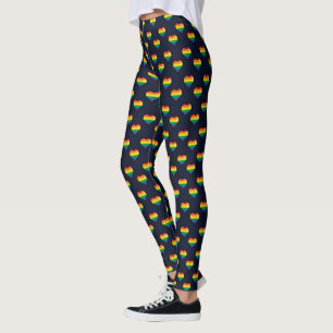 Leggings Patrón cardíaco de 8 bits arco iris