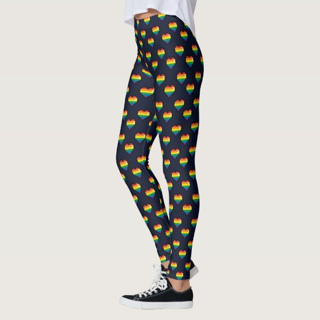 Leggings Patrón cardíaco de 8 bits arco iris (Izquierda)