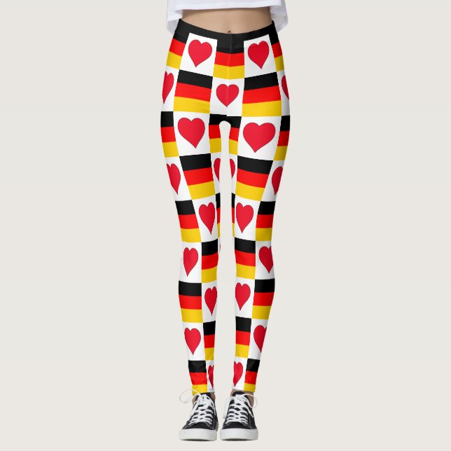Leggings Patrón cardíaco de bandera alemana orgullo patriót (Anverso)