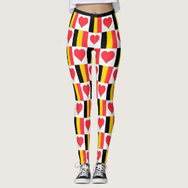 Leggings Patrón cardíaco de bandera belga lindo patriótico
