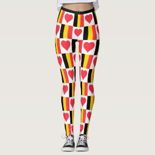 Leggings Patrón cardíaco de bandera belga lindo patriótico 