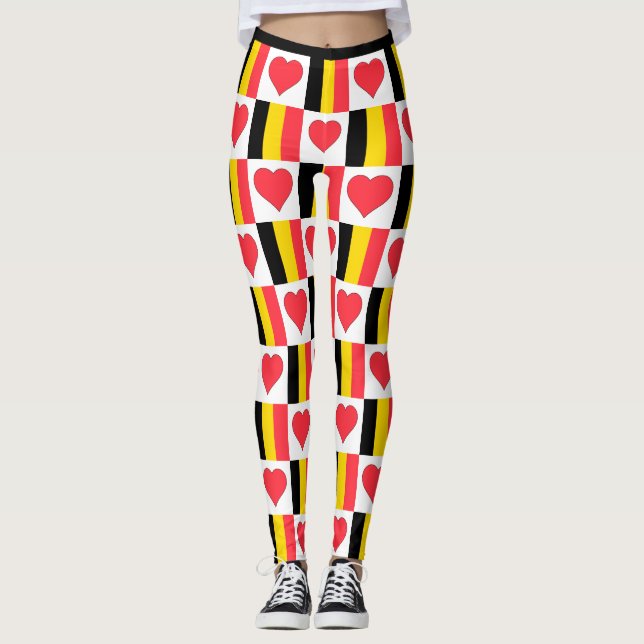 Leggings Patrón cardíaco de bandera belga lindo patriótico  (Anverso)