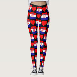 Leggings Patrón cardíaco de bandera de Croacia adorable pat