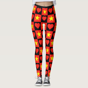 Leggings Patrón cardíaco de bandera de Vietnam patriótico v