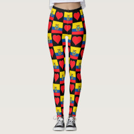 Leggings Patrón cardíaco de bandera ecuatoriana patriótico