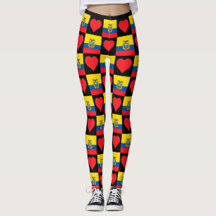 Leggings Patrón cardíaco de bandera ecuatoriana patriótico 