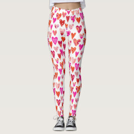 Leggings Patrón cardíaco Rojo Rosa Moderno