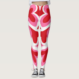 Leggings Patrón cardíaco rojo y blanco