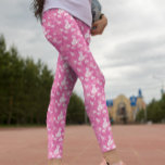 Leggings Patrón cardíaco rosa floral<br><div class="desc">Leyendas del patrón floral del corazón rosado</div>