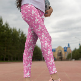 Leggings Patrón cardíaco rosa floral