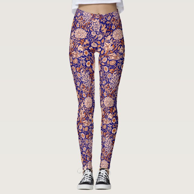 Leggings Patrón "Cherwell" de William Morris en azul (Anverso)