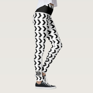 Leggings Patrón Chevron Cute Monogramado Blanco Negro