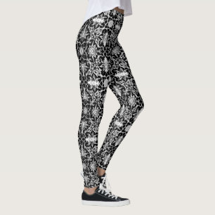 Leggings Patrón chino de Art Nouveau - blanco y negro