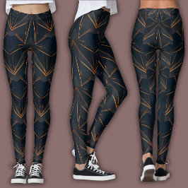 Leggings Patrón ciber abstracto | Resplandor de cobre neón