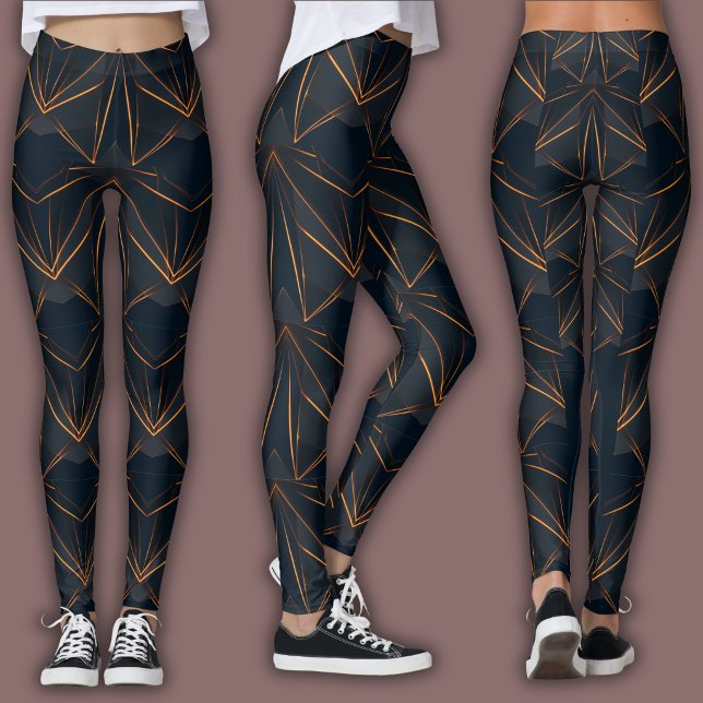 Leggings Patrón ciber abstracto | Resplandor de cobre neón (Subido por el creador)