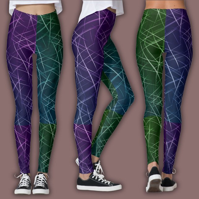 Leggings Patrón cibernético abstracto | Cuadrícula púrpura  (Subido por el creador)