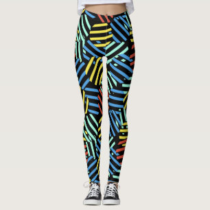 Leggings Patrón circular de diseño Memphis colorido de lo