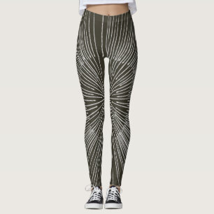 Leggings Patrón circular de radios blancas sobre negro, leg