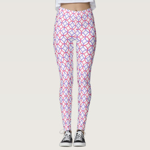Leggings Patrón circular geométrico en rojo y azul