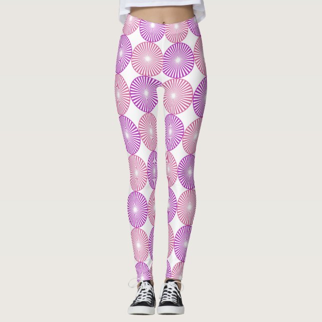 Leggings Patrón circular rosa y morado (Anverso)