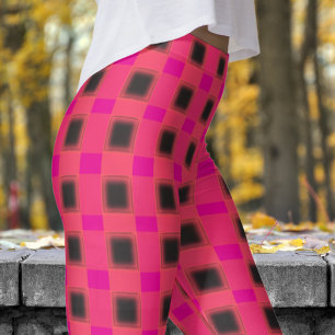 Leggings Patrón clásico de comprobación de color negro y ro
