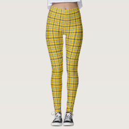Leggings Patrón Clásico de Cuadros Amarillo Azul Retro