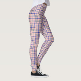 Leggings Patrón Clásico de Cuadros Rosa Azul Retro