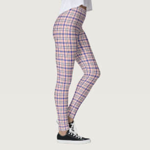 Leggings Patrón Clásico de Cuadros Rosa Azul Retro