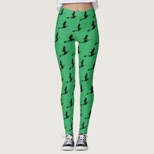 Leggings Patrón clásico de escoba de brujas voladoras de co
