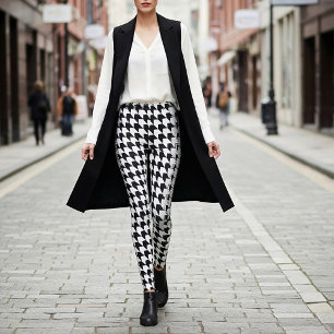 Leggings Patrón clásico de houndstooth negro